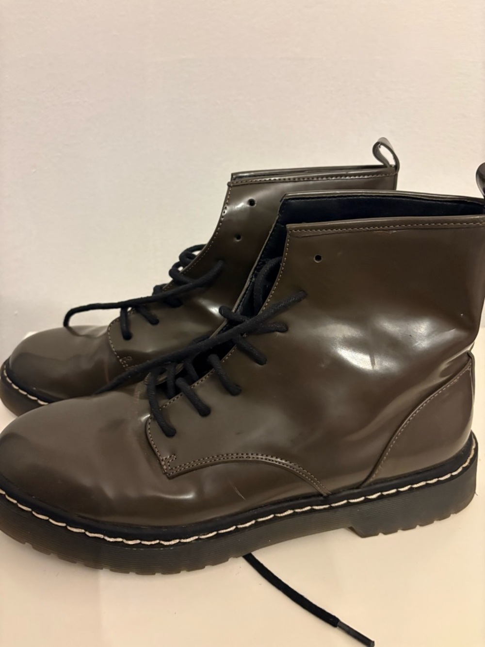 Zara Olive Green Lace-Up Ankle Boots